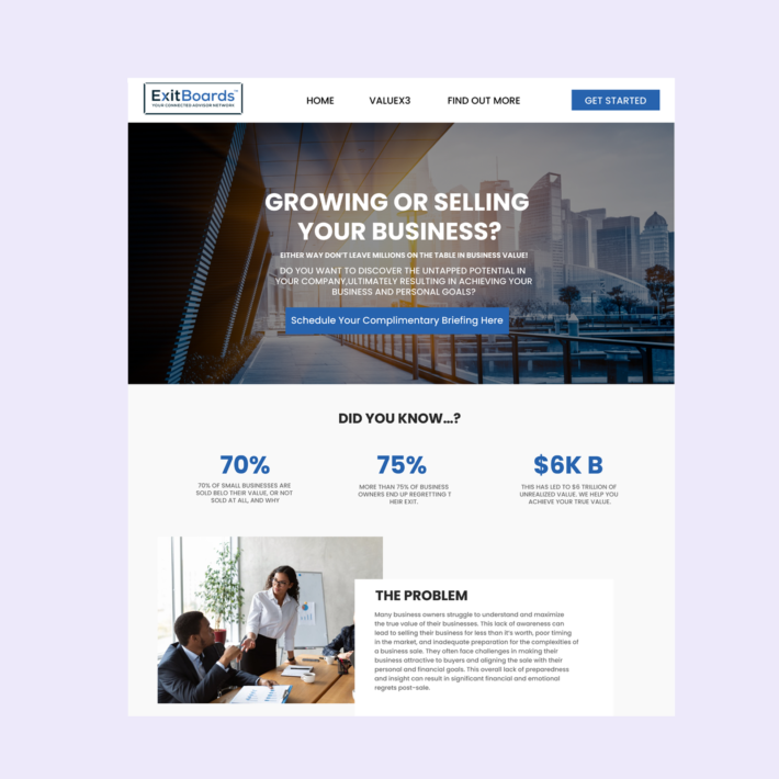 Exitboards business advisor website design