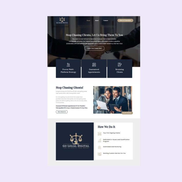 Legal business marketing landing page design